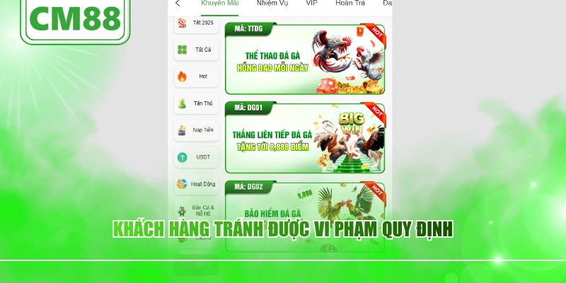 Khách hàng tránh được vi phạm quy định